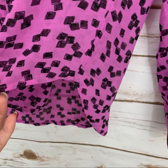 Halogen Purple Printed Long Sleeve Career Blouse - Picture 4 of 8